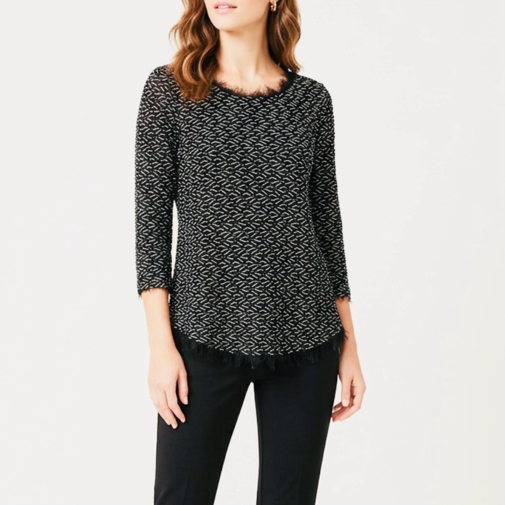 Anthropologie Postmark Black and White Wave Textured Top size S